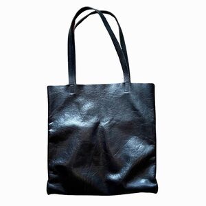 Black Leather Tote Handmade Bag
